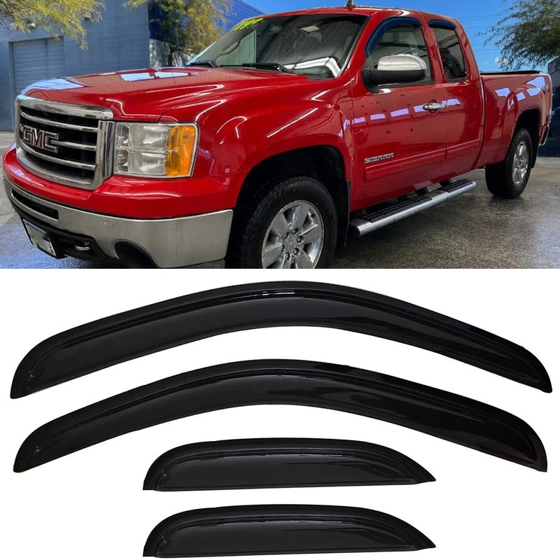 Darodcar Side Window Visor Wind Deflectors Rain Guard for 2007-2013 Chevy Silverado & GMC Sierra 1500/2500 HD/3500 HD Extended Cab Only Sun Vent Window Shade 4-pc Set 94040 - Image 5